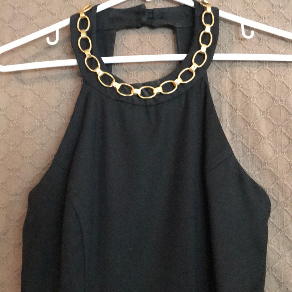Rampage long sexy black halter dress Gold …
